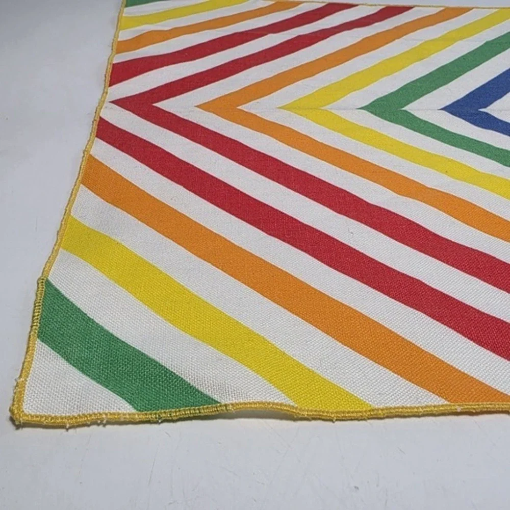 Vintage 60's Linen Napkin,‎ Wall Hanging, Decor, Bright Rainbow Pride Retro